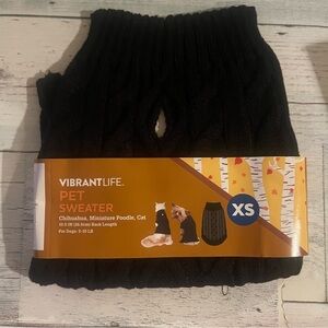 Vibrant Life Pet Black Cable Knit Sweater XS NWT